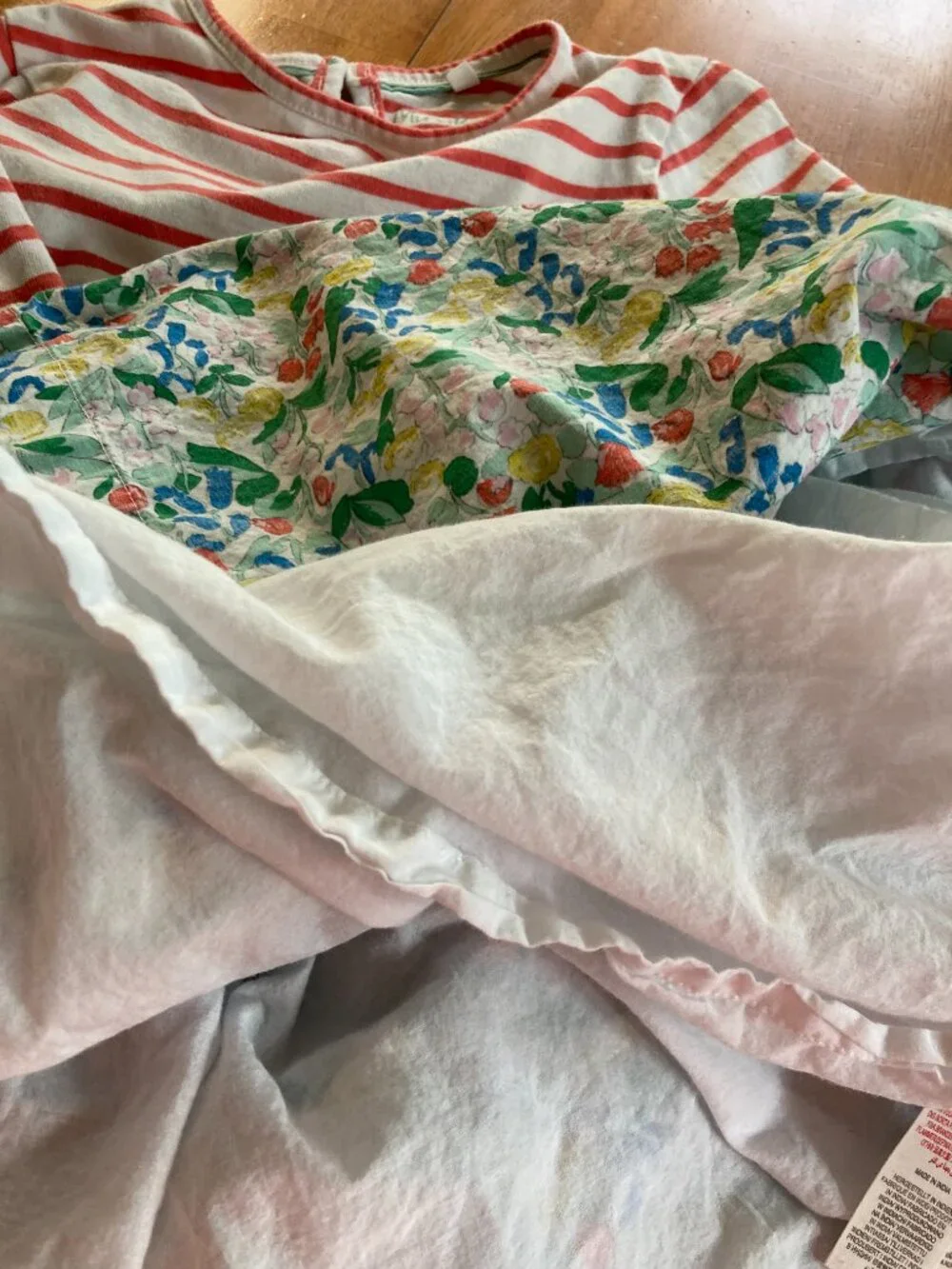 Mini Boden Red Striped Floral hotchpotch Dress 7-8y